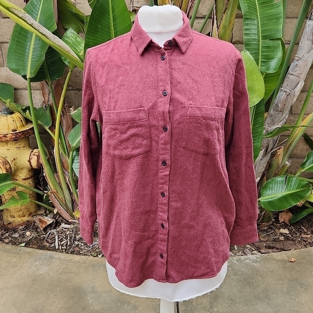 Madewell extra small flannel Sunday button down light burgundy